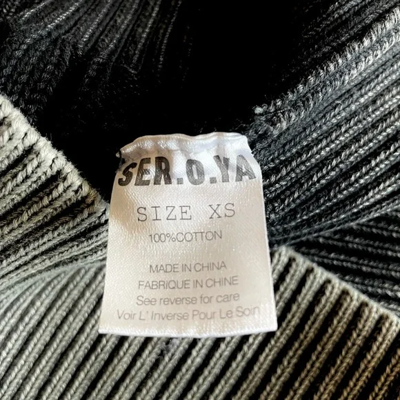 SER.O.YA Storme Cable Knit Sweater Dress XS Charcoal Gray Turtleneck Mini